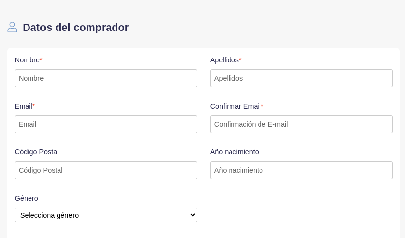 Formulario de compra personalizado