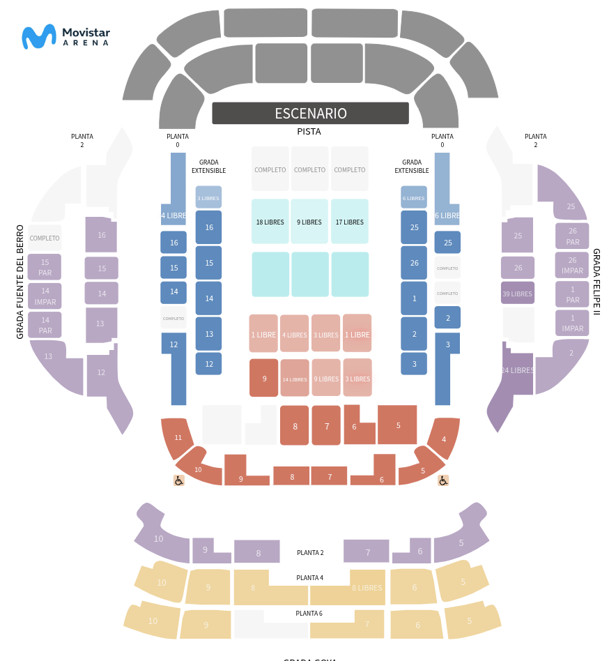 Plano de asientos numerados
