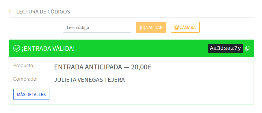 Entrada válida app de escritorio